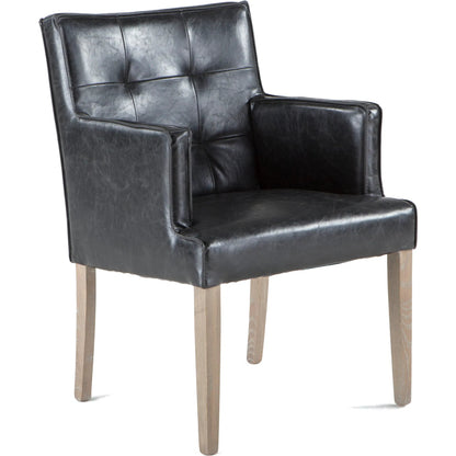 Avery Eco-Friendly Leather Accent Chair by World Interiors in black and napoleon. Made from birch wood, bi-cast leather in a modern style.