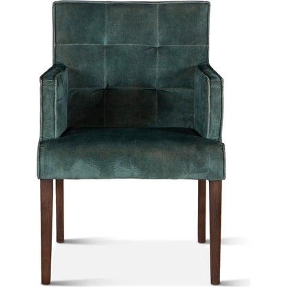 Avery Armchair by World Interiors in dark green and brown. Made from wood, velvet in a modern style.
