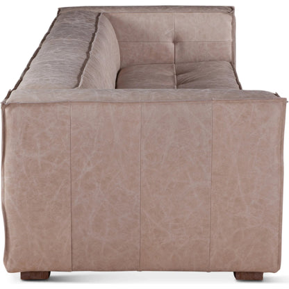 Portia Cream Leather Sofa by World Interiors in white and italian cream. Made from top grain leather in a traditional style.