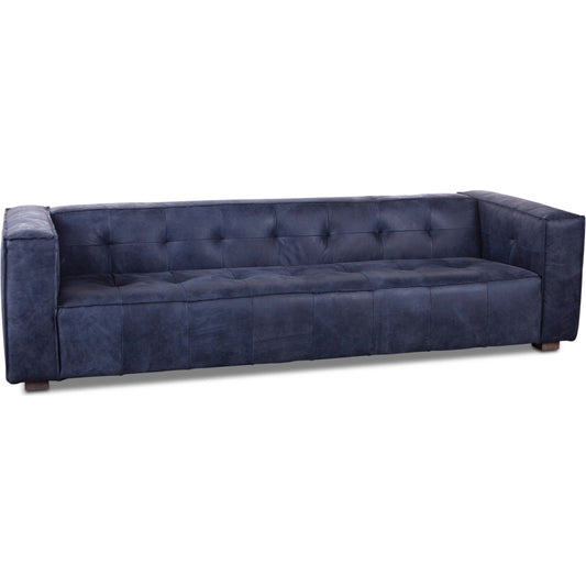 Portia Italian Leather Sofa by World Interiors in antique blue. Made from italian leather, wood, foam in a modern style.