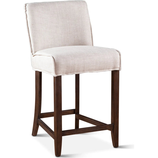 Avery 20" White Counter Chair by World Interiors in white and natural. Made from wood, linen in a unique style.