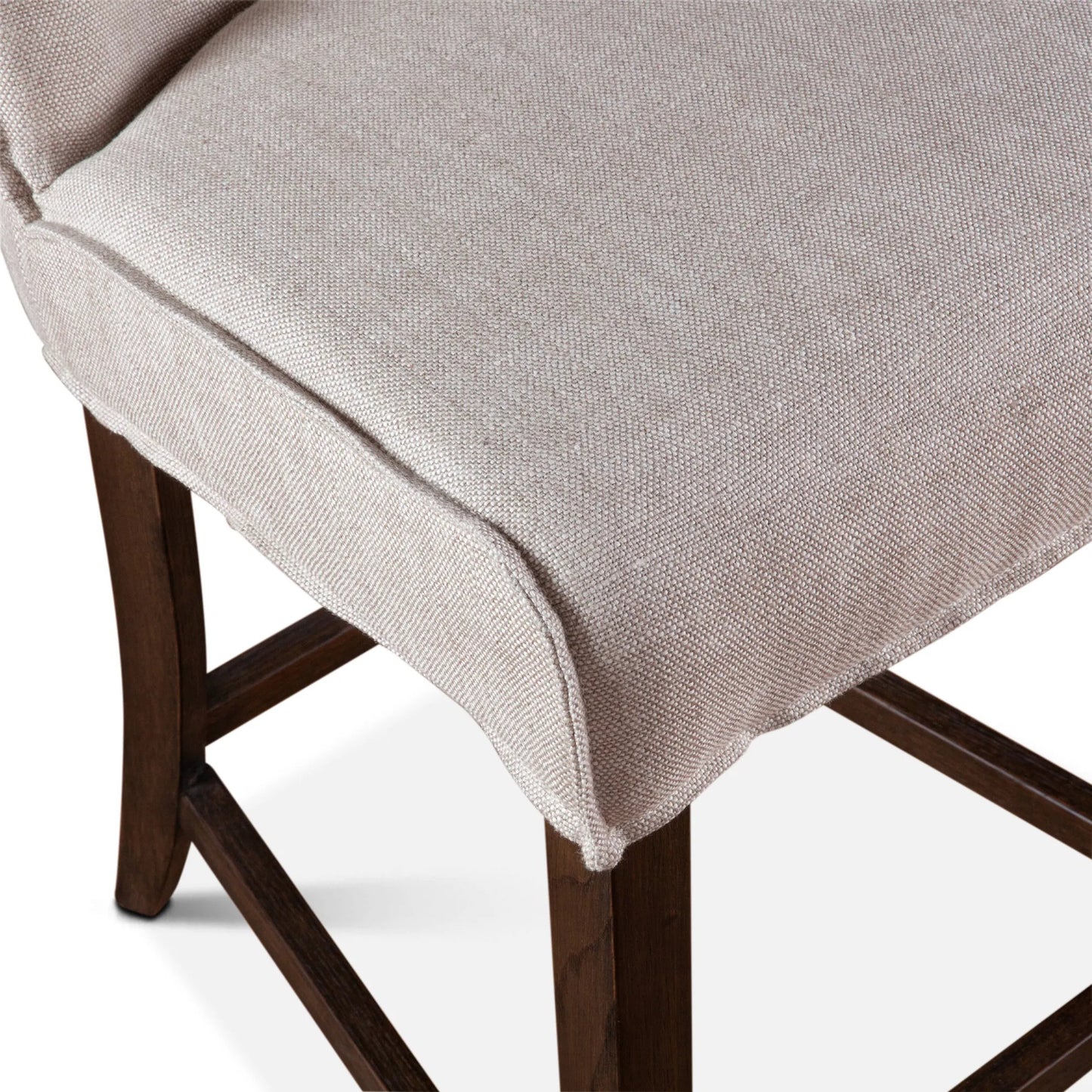 005 SI-2242763 | Closeup | Avery White Dining Chair by World Interiors in white and natural. Made from wood, linen in a transitional style.