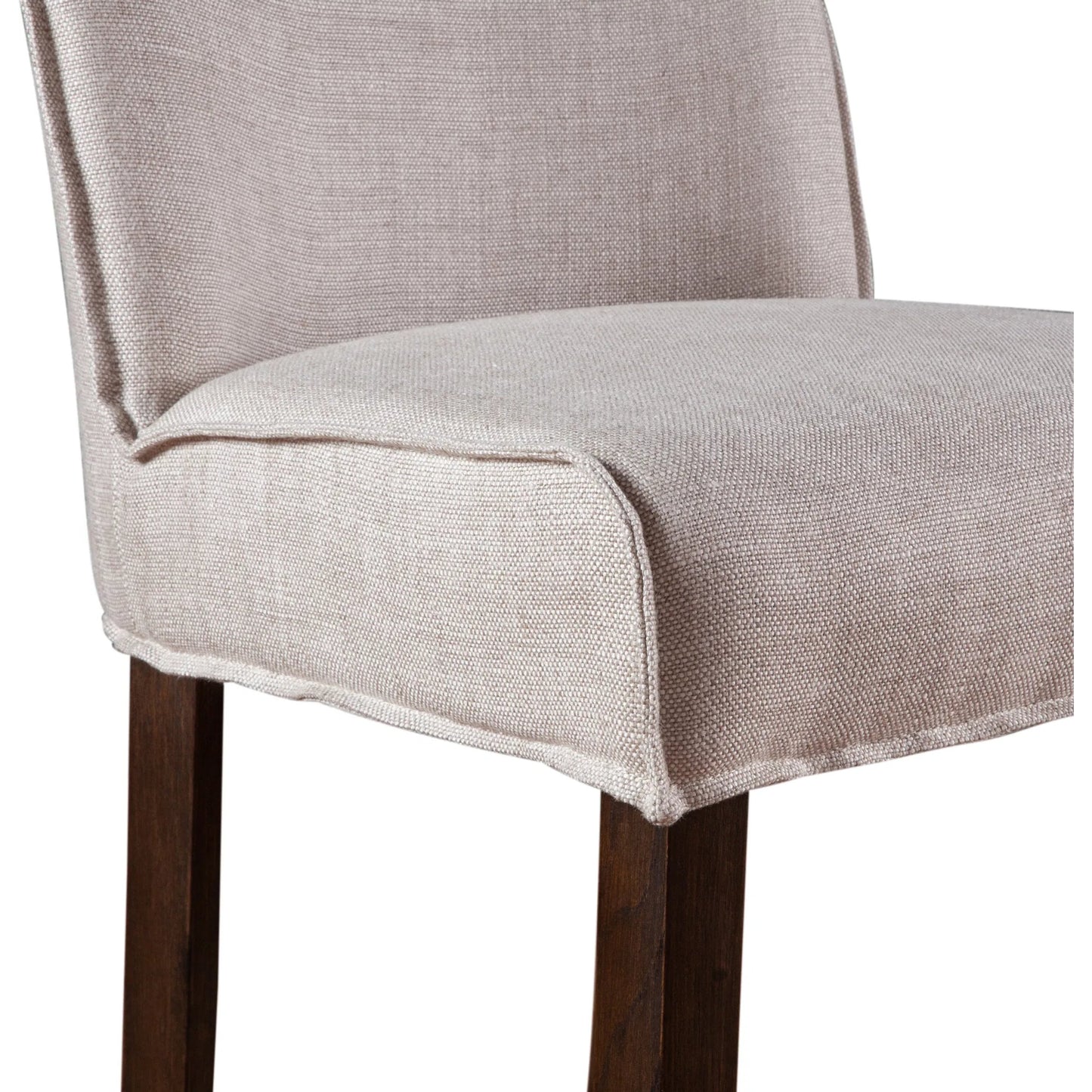 008 SI-2242763 | Closeup | Avery White Dining Chair by World Interiors in white and natural. Made from wood, linen in a transitional style.