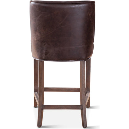 Avery Brown Counter Chair by World Interiors in brown and natural. Made from leather, birch wood in a traditional style.