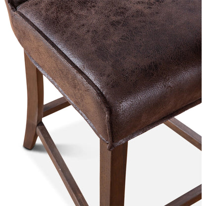 Avery Brown Counter Chair by World Interiors in brown and natural. Made from leather, birch wood in a traditional style.