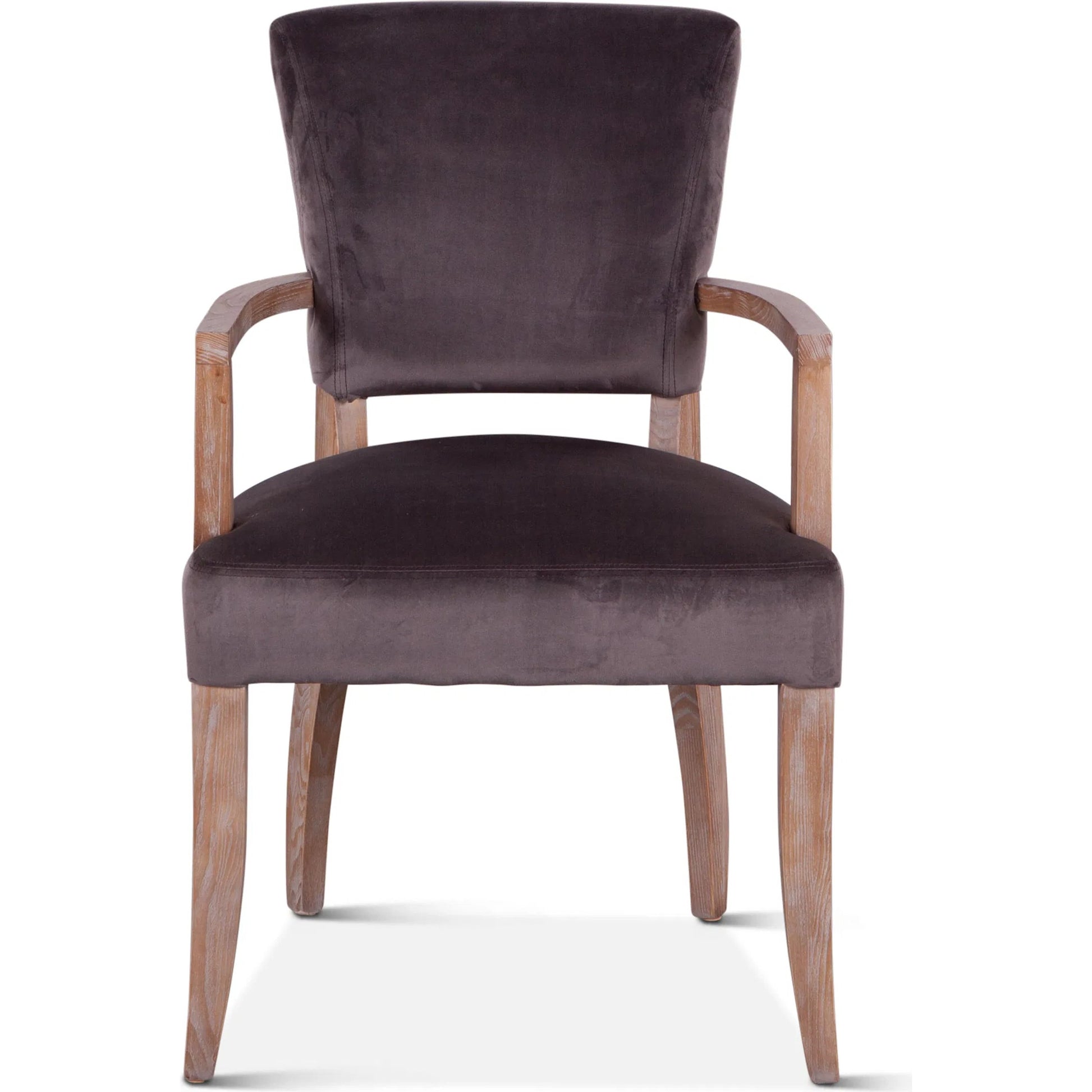 Portia Armchair by World Interiors in dark gray, whitewash and whitewash. Made from oak wood, velvet in a modern style.