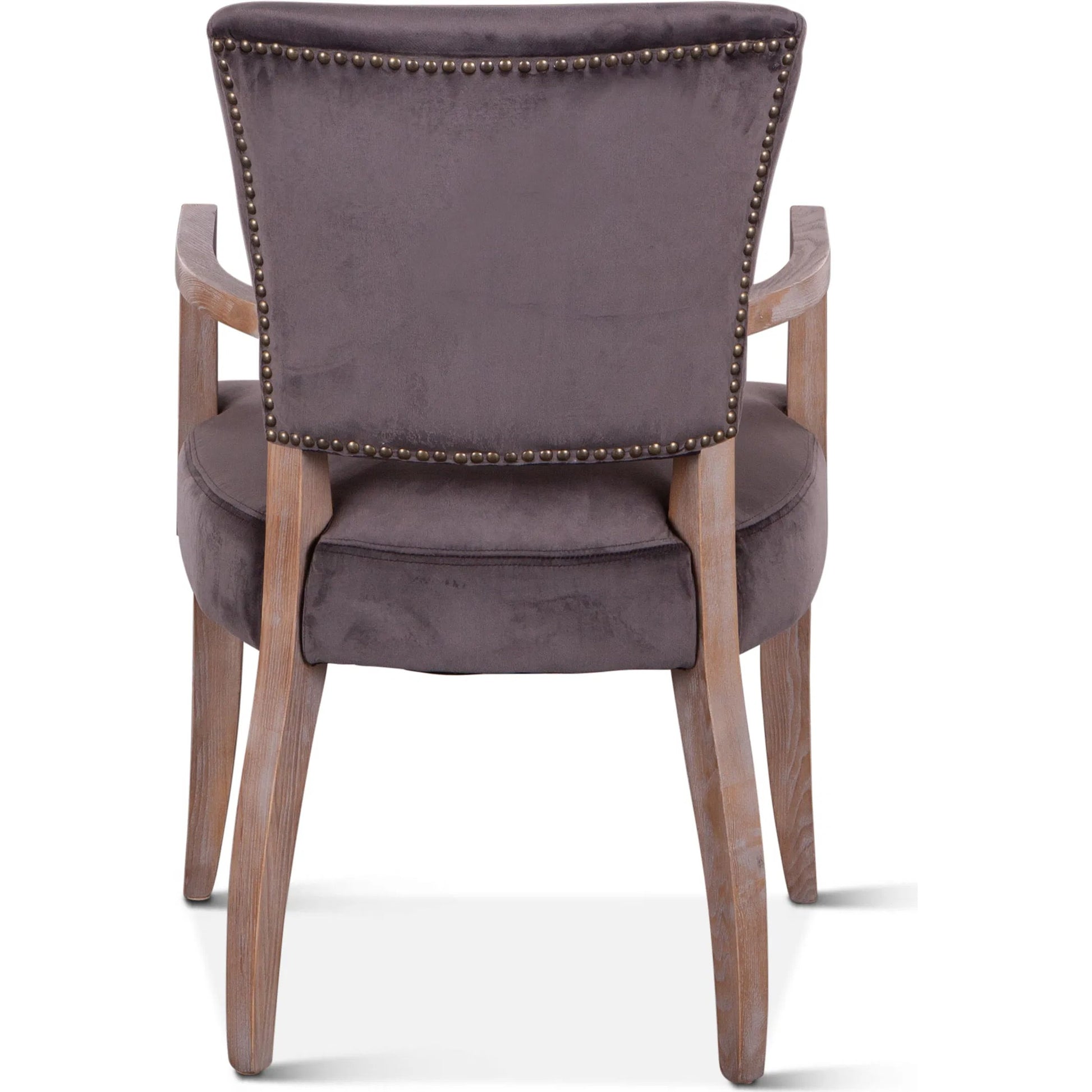 Portia Armchair by World Interiors in dark gray, whitewash and whitewash. Made from oak wood, velvet in a modern style.
