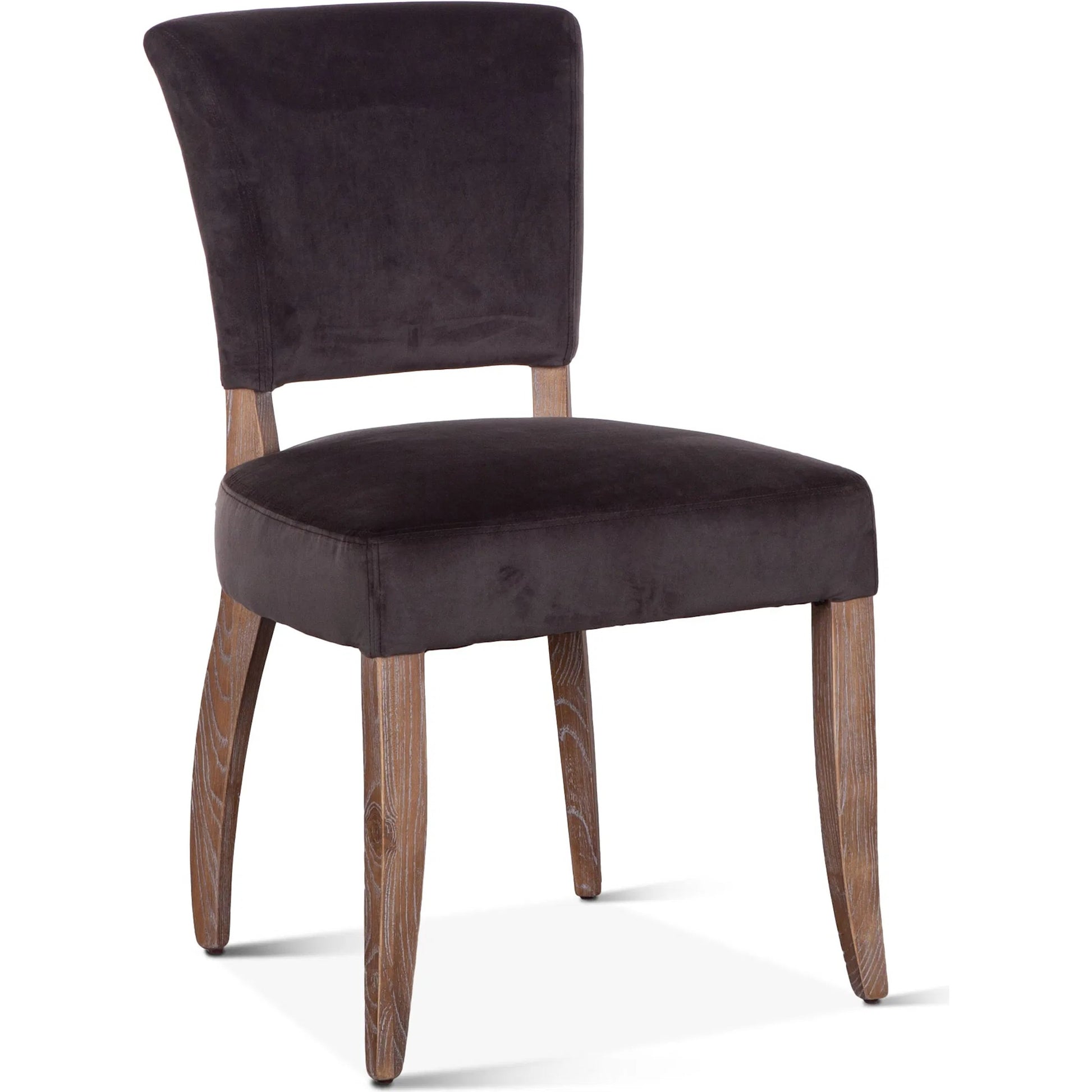 Portia Side Chairs by World Interiors in asphalt, whitewash and whitewash. Made from oak wood, velvet in a transitional style.