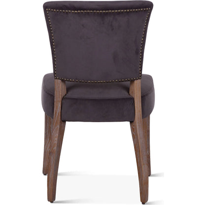 Portia Side Chairs by World Interiors in asphalt, whitewash and whitewash. Made from oak wood, velvet in a transitional style.