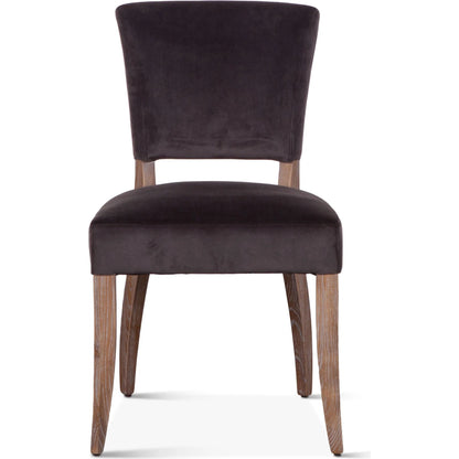 Portia Side Chair by World Interiors in dark gray and whitewash. Made from oak wood, velvet in a traditional style.