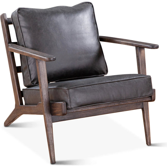 Robert Armchair by World Interiors in black and dark walnut. Made from birch wood top, top grain leather in a unique style.