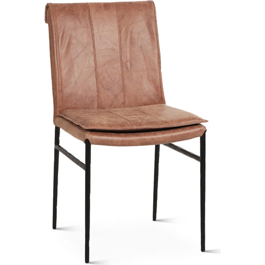 Callum Top Grain Leather Dining Chair (Set of 2) by World Interiors in tan and natural. Made from top-grain leather, metal in a unique style.