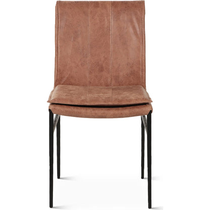 Callum Top Grain Leather Dining Chair by World Interiors in tan and natural. Made from top-grain leather, metal in a unique style.