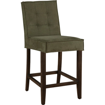 Aven Counter Chair by World Interiors in green and dark. Made from eco, suede in a eclectic & global style.