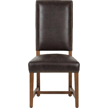 Dani Dining Chair by World Interiors in earth. Made from top grain pig leather, birch wood, metal, foam in a traditional style.