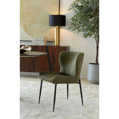 Isabella Dining Chair by World Interiors in forest green. Made from iron, suede in a modern style.