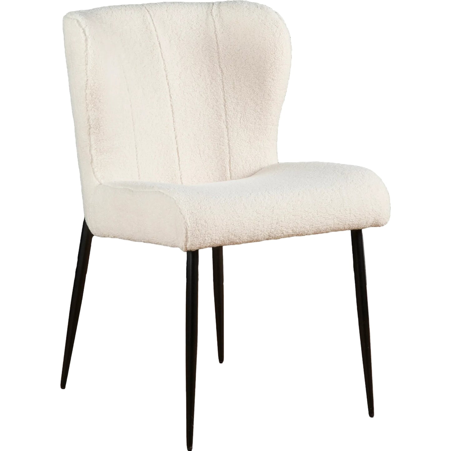 001 SI-2242902 | Primary Silo | Isabella 20" White Boucle Dining Chair by World Interiors in white, black and natural. Made from boucle fabric reclaimed iron in a transitional style.