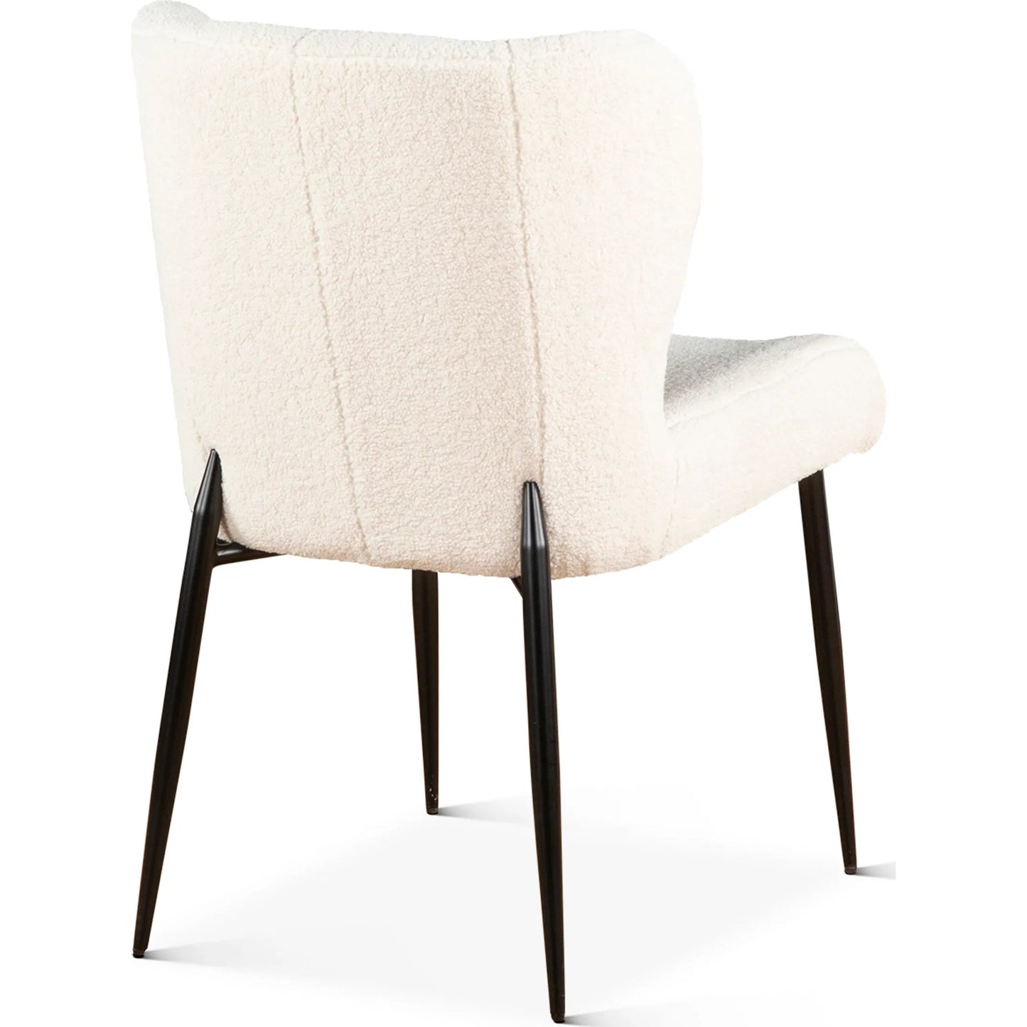 004 SI-2242902 | Additional Silo | Isabella 20" White Boucle Dining Chair by World Interiors in white, black and natural. Made from boucle fabric reclaimed iron in a transitional style.