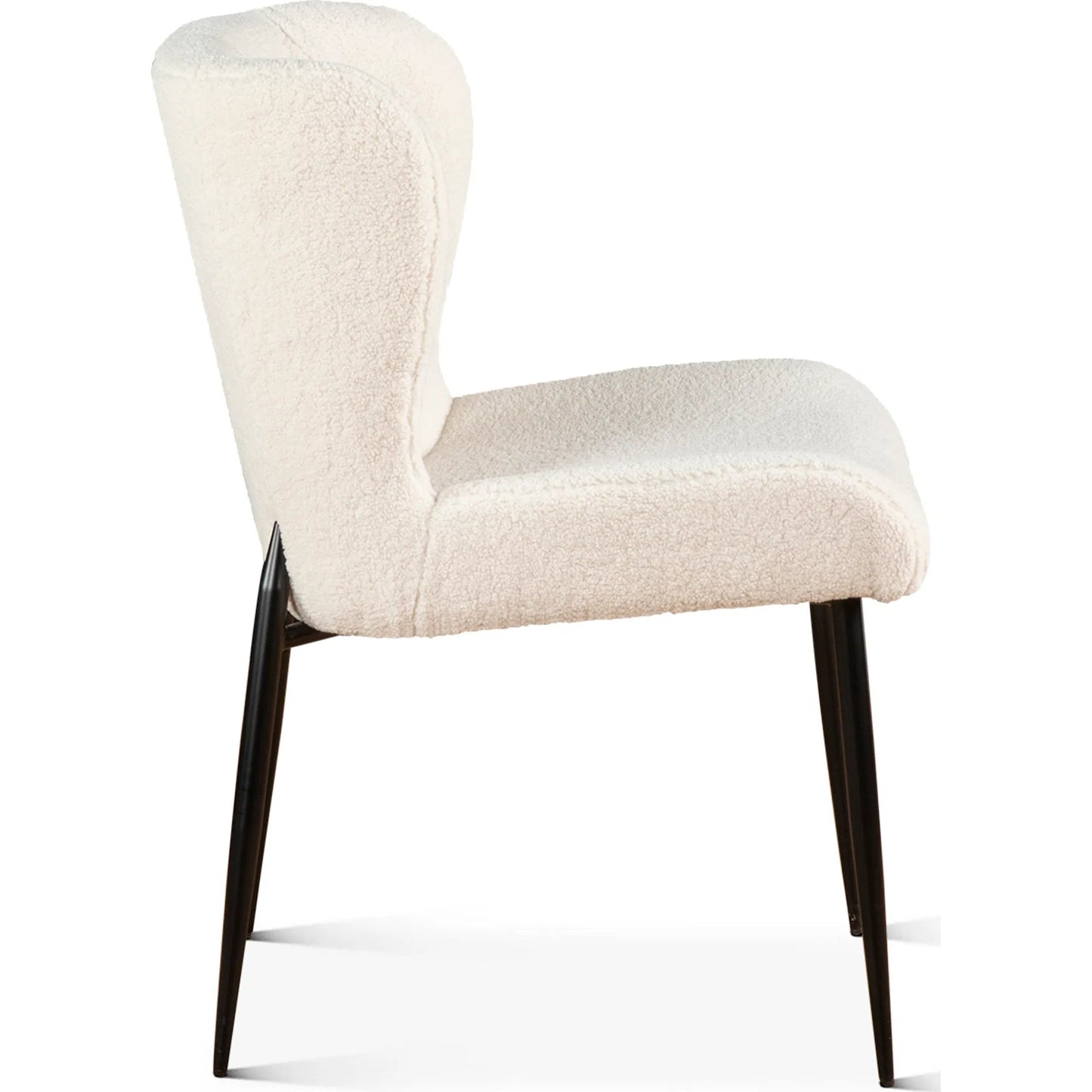 003 SI-2242902 | Additional Silo | Isabella 20" White Boucle Dining Chair by World Interiors in white, black and natural. Made from boucle fabric reclaimed iron in a transitional style.