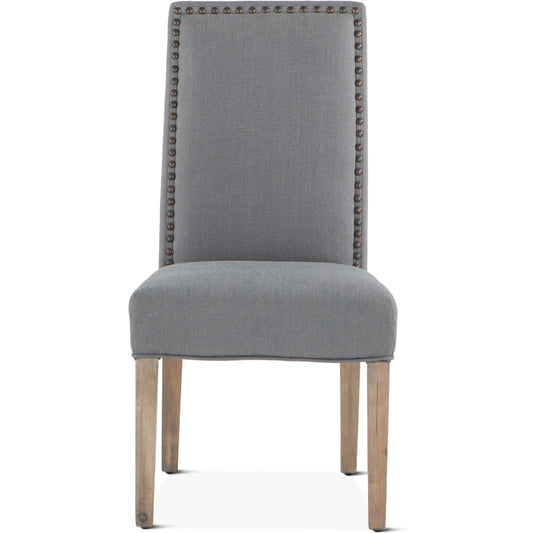 Jona Dining Chair (Set of 2) by World Interiors in gray and natural. Made from linen, cotton, polyester blend fabric, birch wood in a unique style.