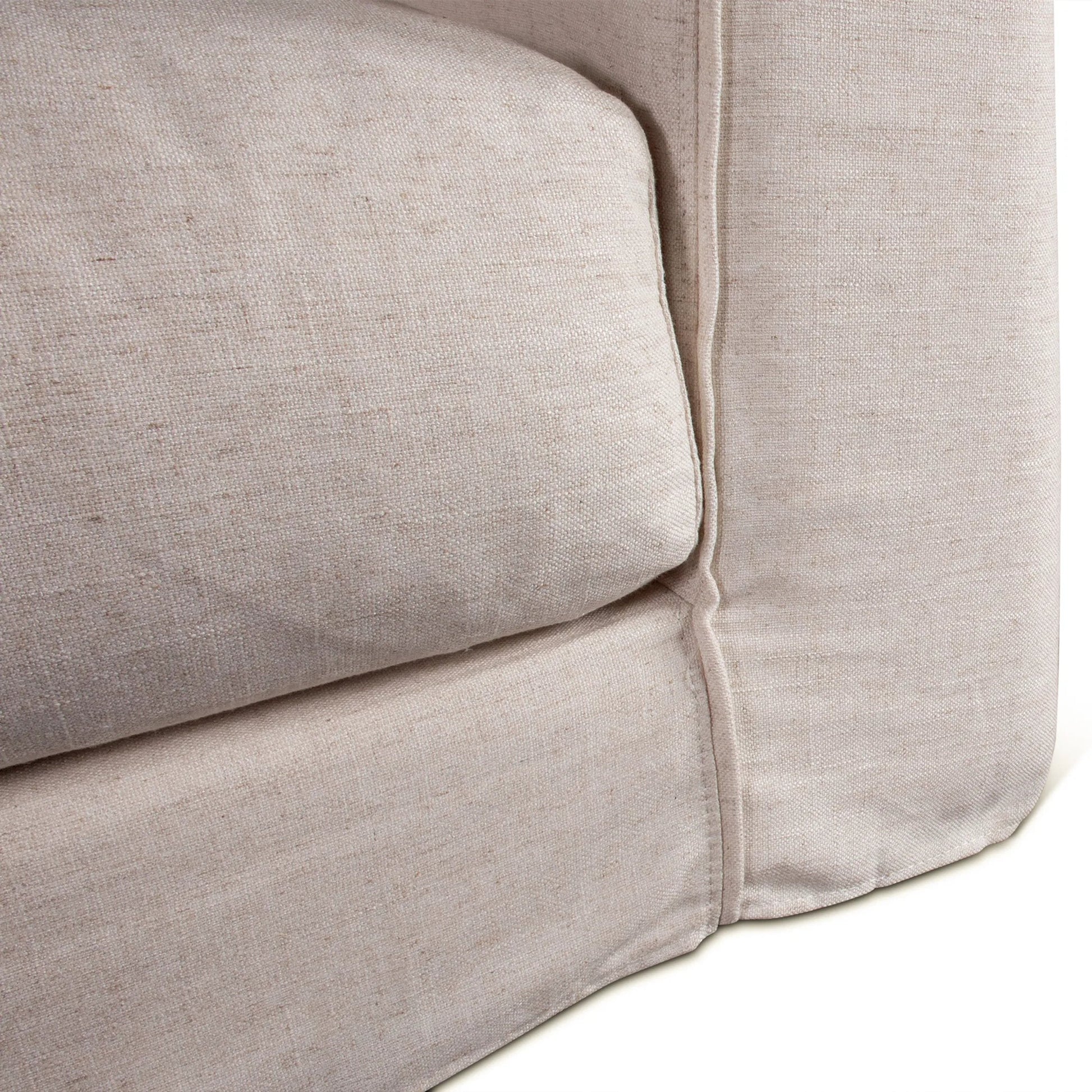 Oliver Armchair by World Interiors in off-white. Made from iron, polyester, viscose, linen in a transitional style.