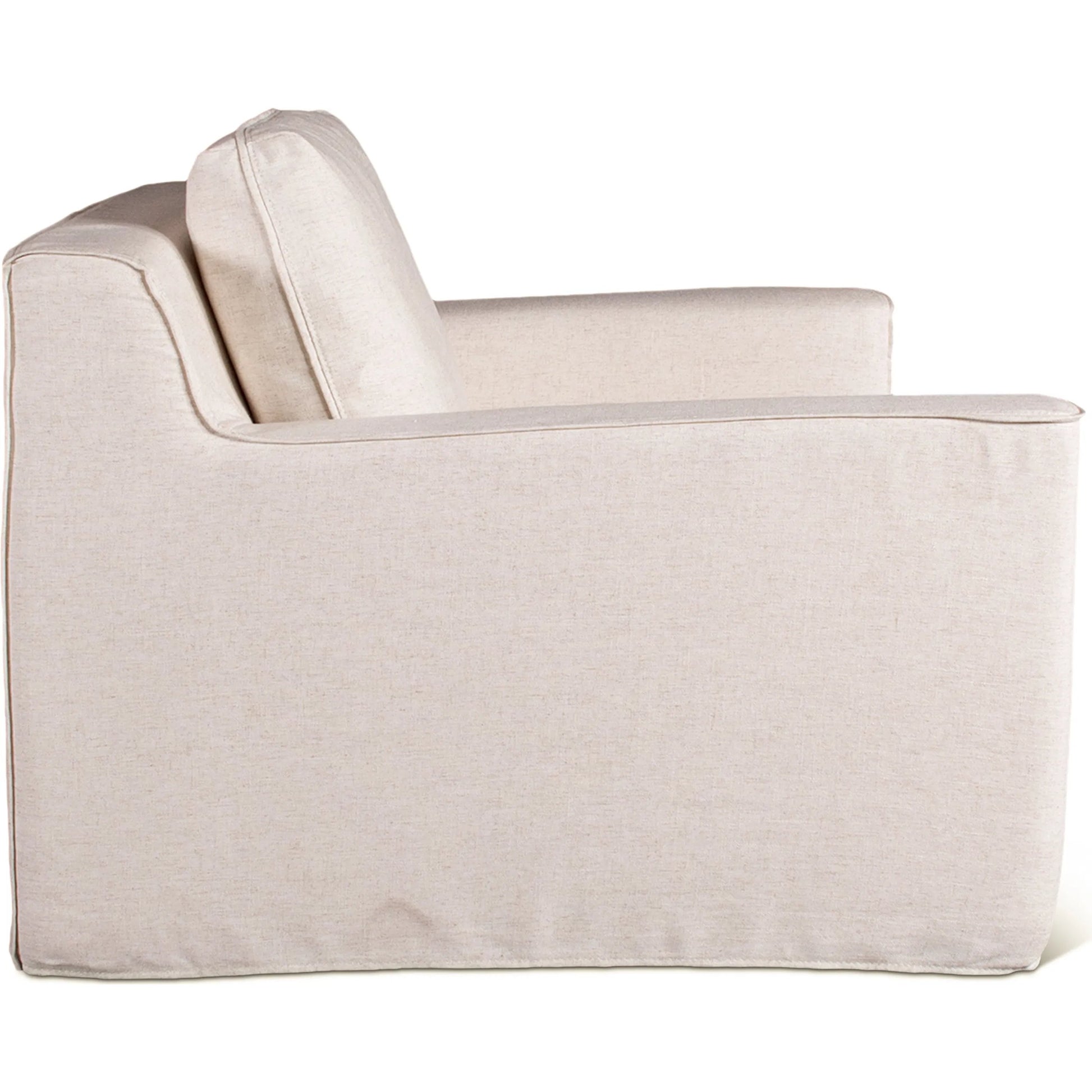 Oliver Armchair by World Interiors in off-white. Made from iron, polyester, viscose, linen in a transitional style.
