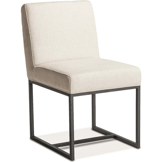 Rebel Dining Chair (Set of 2) by World Interiors in off-white and antique zinc. Made from linen, cotton, polyester blend fabric, foam, iron, birch wood in a unique style.