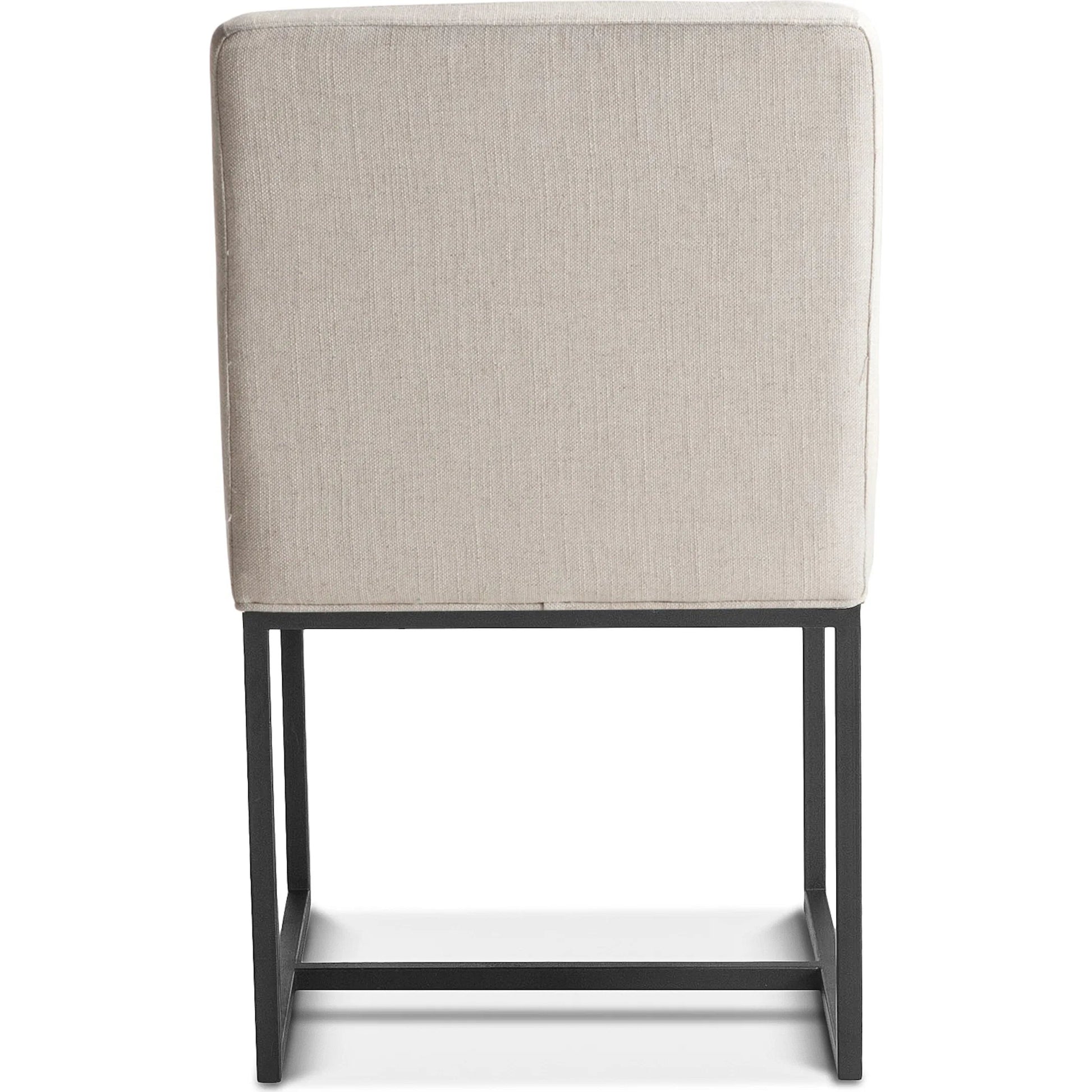 Rebel Dining Chair by World Interiors in off-white and antique zinc. Made from linen, cotton, polyester blend fabric, foam, iron, birch wood in a unique style.