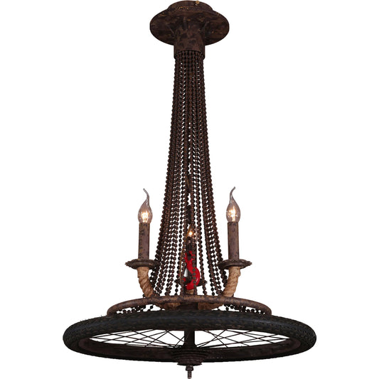 Heritage Bicycle Wheel Pendant by World Interiors in black and distressed. Made from metal, rubber in a unique style.