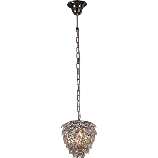 Heritage Crystal Leaf Pendant by World Interiors in clear and chrome. Made from iron, crystal in a unique style.