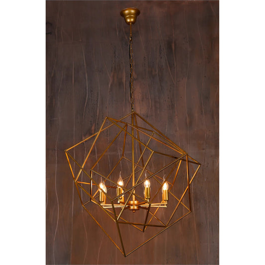 Heritage Geometric Pendant by World Interiors in gold and brass. Made from brass stone in a unique style.