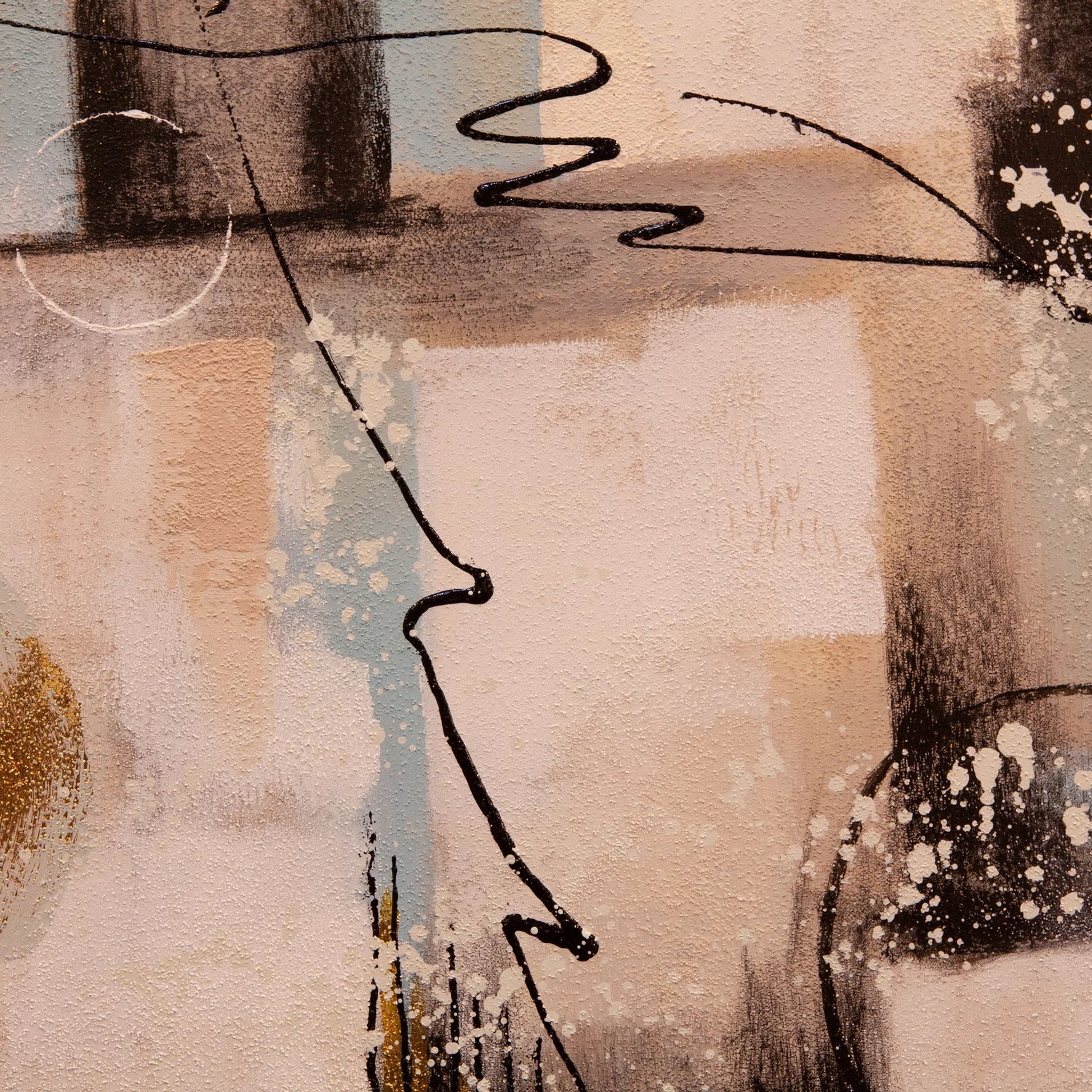 Echoes by World Interiors in blue, gold, black, gray, cream, pink. Made from canvas fabric in a eclectic & global style.