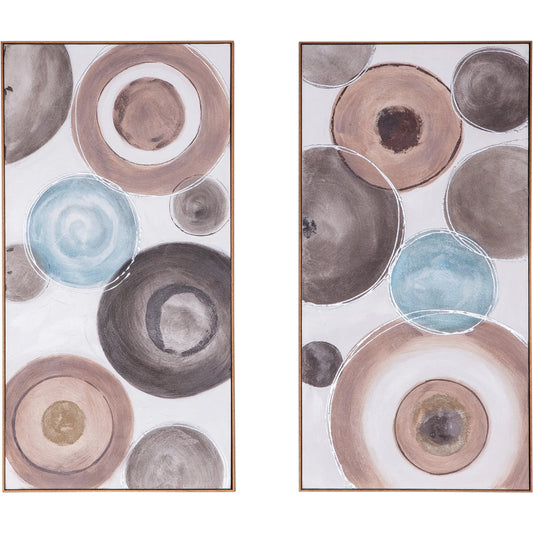 Glass and Grace Hand Painted Framed Diptych (Set of 2) by World Interiors in brown, beige, blue, white, gray. Made from canvas fabric in a unique style.