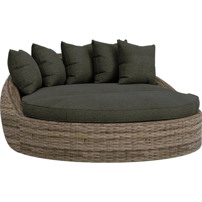Havana Outdoor Round Daybed by Sunset West in tobacco. Made from resin wicker in a modern style.