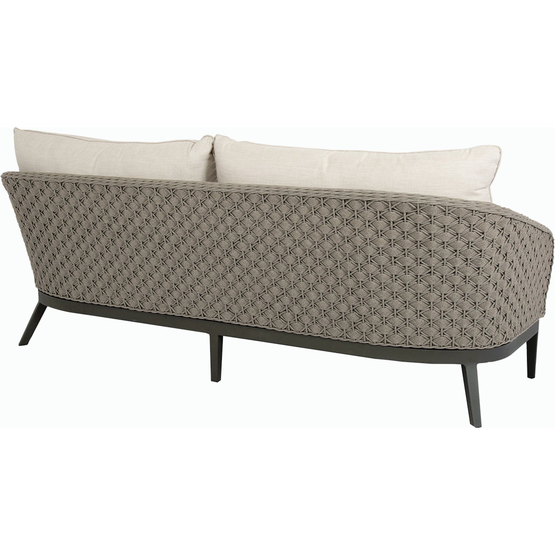 Marbella Outdoor Sofa by Sunset West in graphite. Made from olefin rope in a modern style.