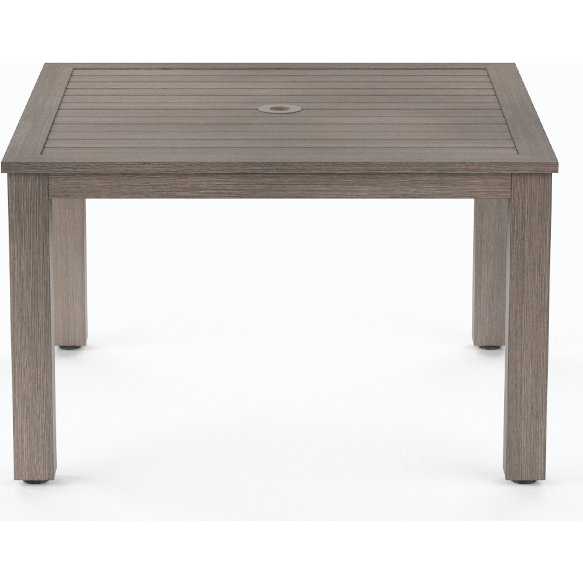 Laguna Outdoor 48" Square Table by Sunset West in driftwood. Made from aluminum in a modern style.