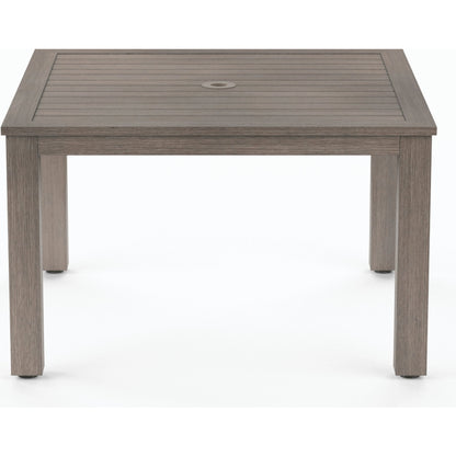 Laguna Outdoor 48" Square Table by Sunset West in driftwood. Made from aluminum in a modern style.