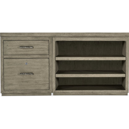 Linville Falls Credenza with Small File and Open by Hooker Furniture in mink, antique pewter. Made from oak veneers in a modern style.