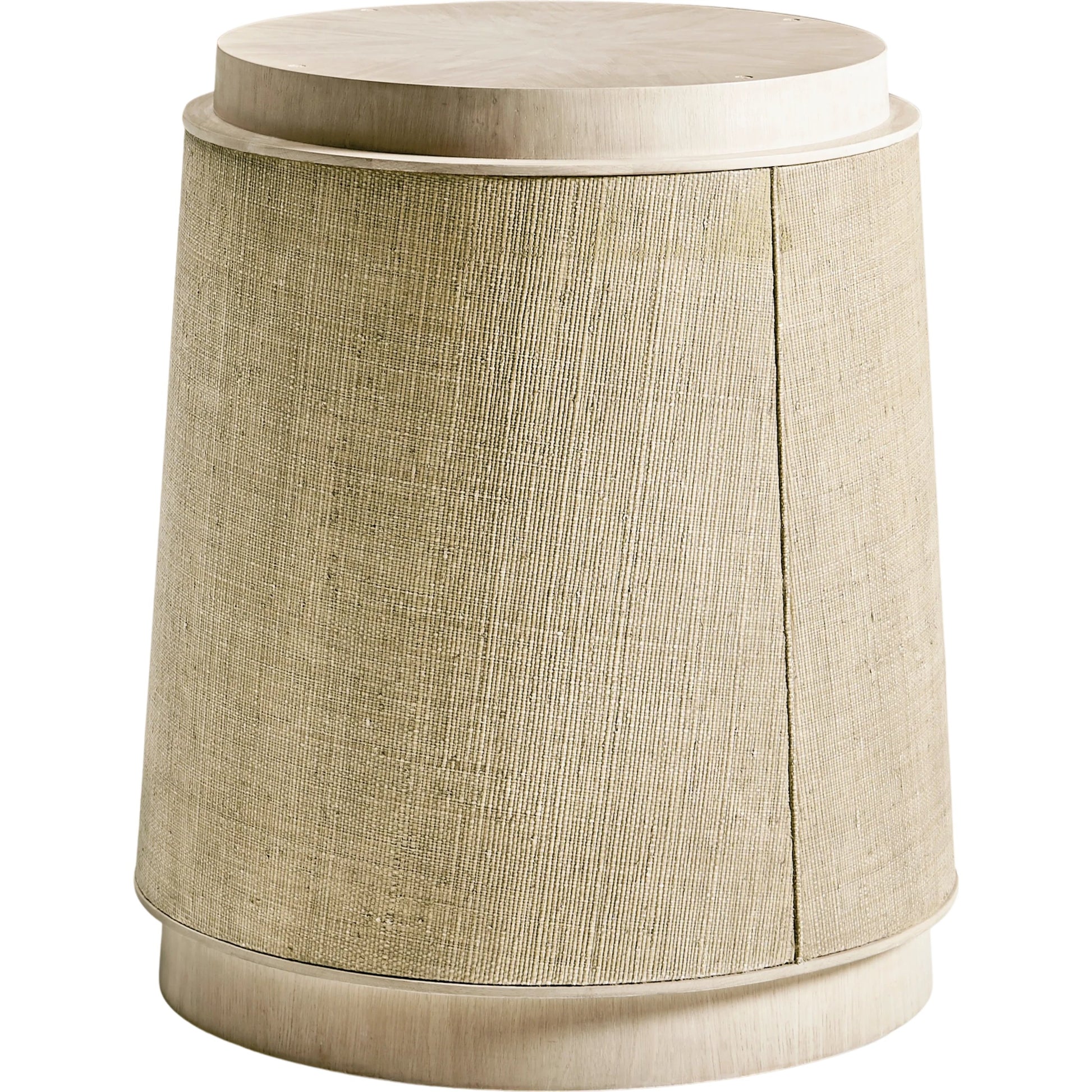 Water Abyss Single Pedestal Dining by Jonathan Charles in brown and performance linen. Made from oak solids, veneers, grass cloth in a modern style.