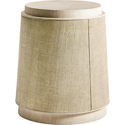 Water Abyss Single Pedestal Dining by Jonathan Charles in brown and performance linen. Made from oak solids, veneers, grass cloth in a modern style.