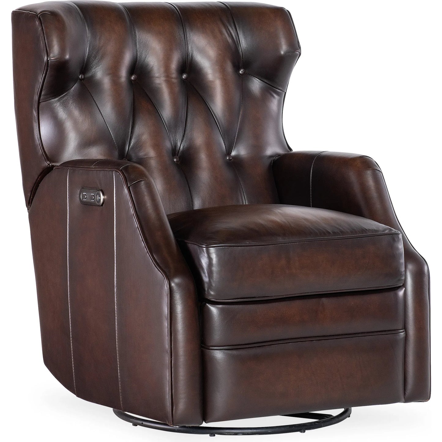 002 SI-2250780 | Primary Silo | Henderson Power Swivel Glider Recliner by Hooker Furniture in dark brown. Made from unique in a traditional style.