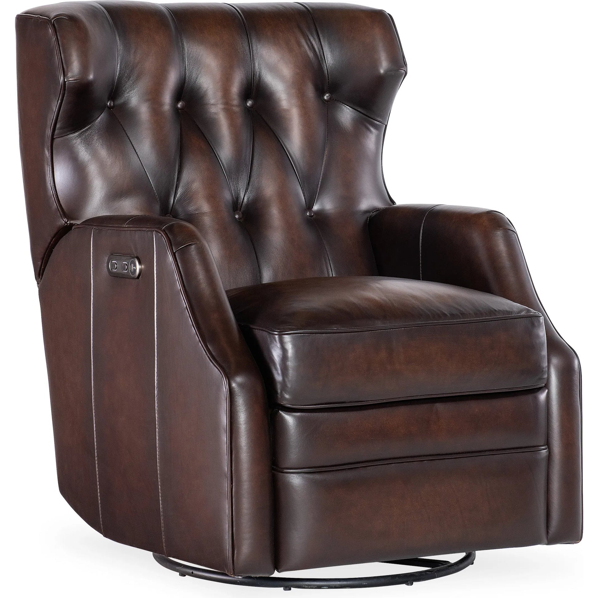 Henderson Power Swivel Glider Recliner by Hooker Furniture in dark brown. Made from unique in a traditional style.