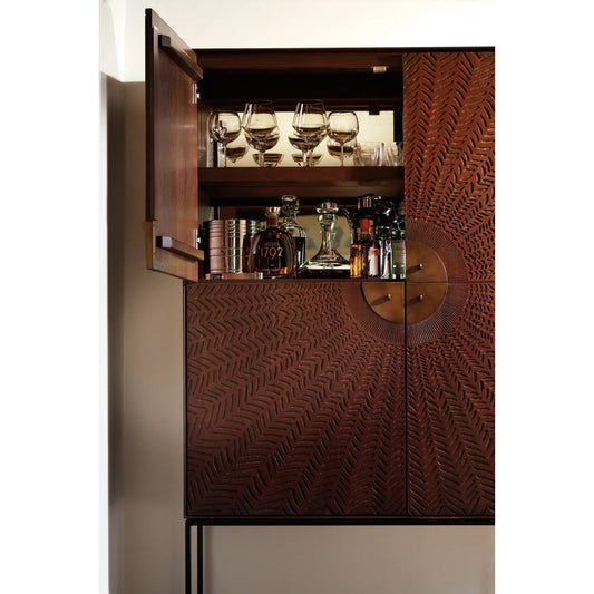 Vinca Carved Cabinet by Hooker Furniture in dark mahogany. Made from unique in a traditional style.
