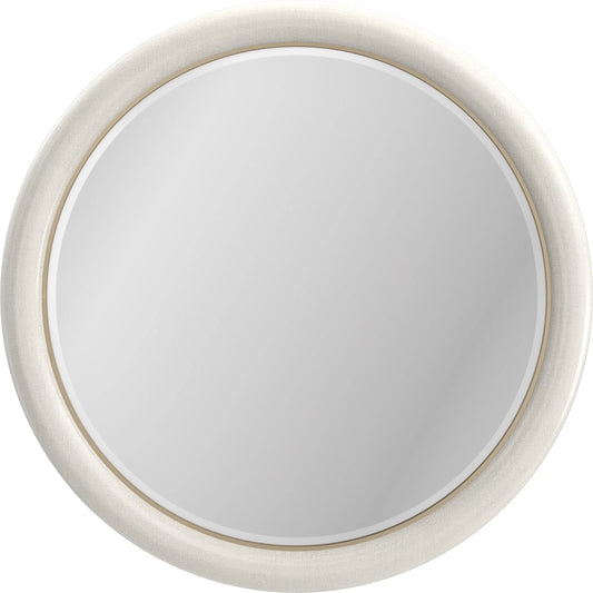 Perseus Mirror by Caracole in ivory, gold and ivory craze, brushed gold paint. Made from poplar in a unique style.