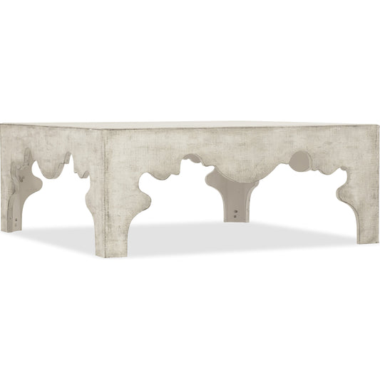 Flanders Cocktail Table by Hooker Furniture in grain sack white. Made from hardwoods, linen in a eclectic & global style.