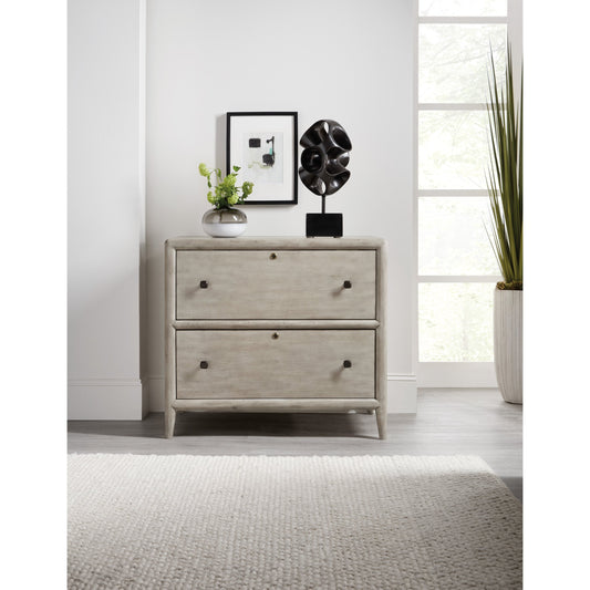 Burnham Lateral File Cabinet by Hooker Furniture in grey mink. Made from alder veneers with knots in a modern style.