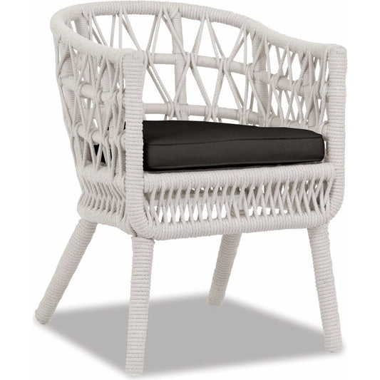 Dana Outdoor Rope Dining Chair in Linen by Sunset West in whites/creams/beiges. Made from olefin rope in a coastal style.