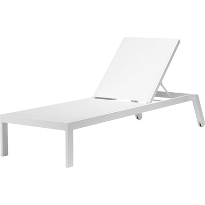 Naples Outdoor Stackable Chaise Lounge by Sunset West in white. Made from aluminum in a modern style.