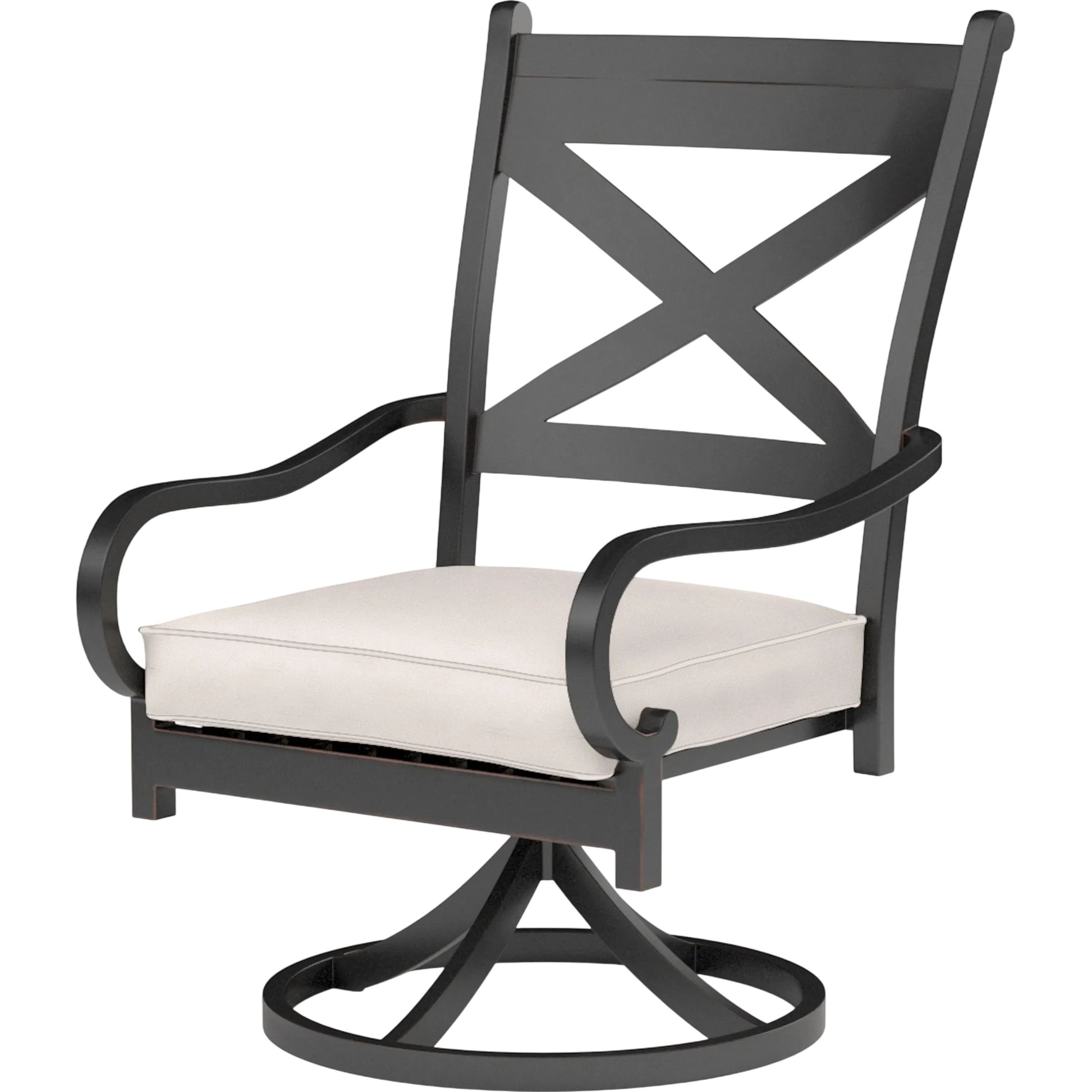 Monterey Outdoor Swivel Dining Chair by Sunset West in browns. Made from aluminum in a cottage & farmhouse style.