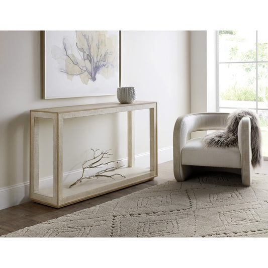 Cascade Console Table by Hooker Furniture in terrain. Made from oak veneers, burlap in a modern style.